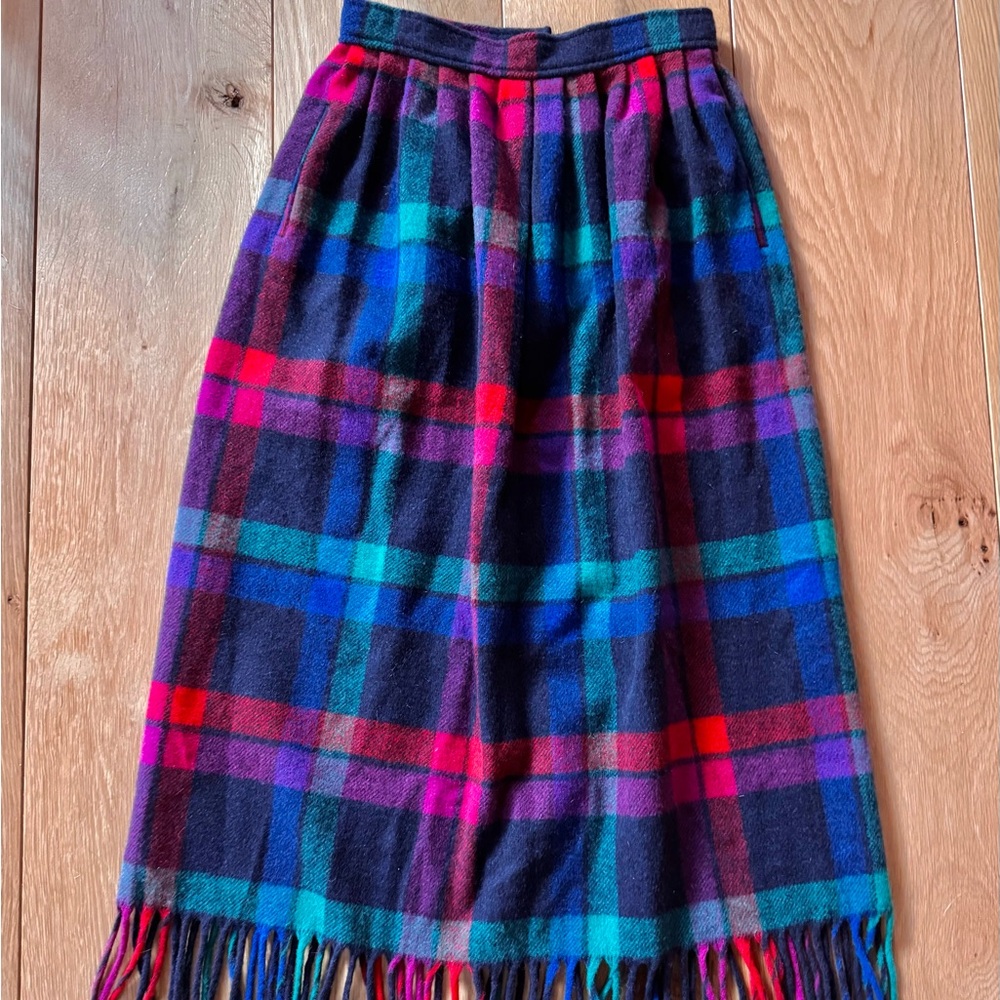 Pendleton Vibrant Plaid Wool Midi Skirt